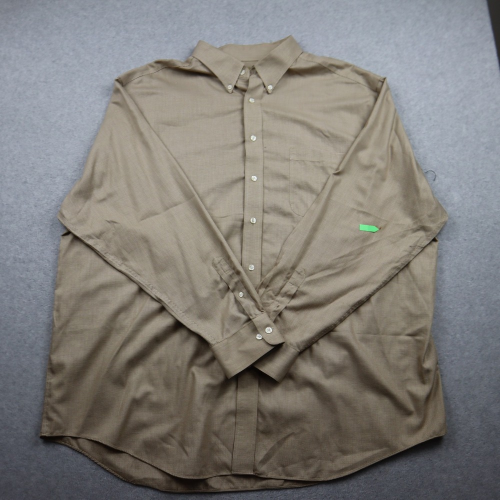 Roundtree & Yorke Button Down Shirt Mens 3XT Gold Label Tan Non-Iron Cotton Tall